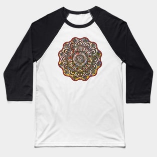 Digital Fluid Art Design from Original Flip Cup Technique - Colorful Mandala Baseball T-Shirt